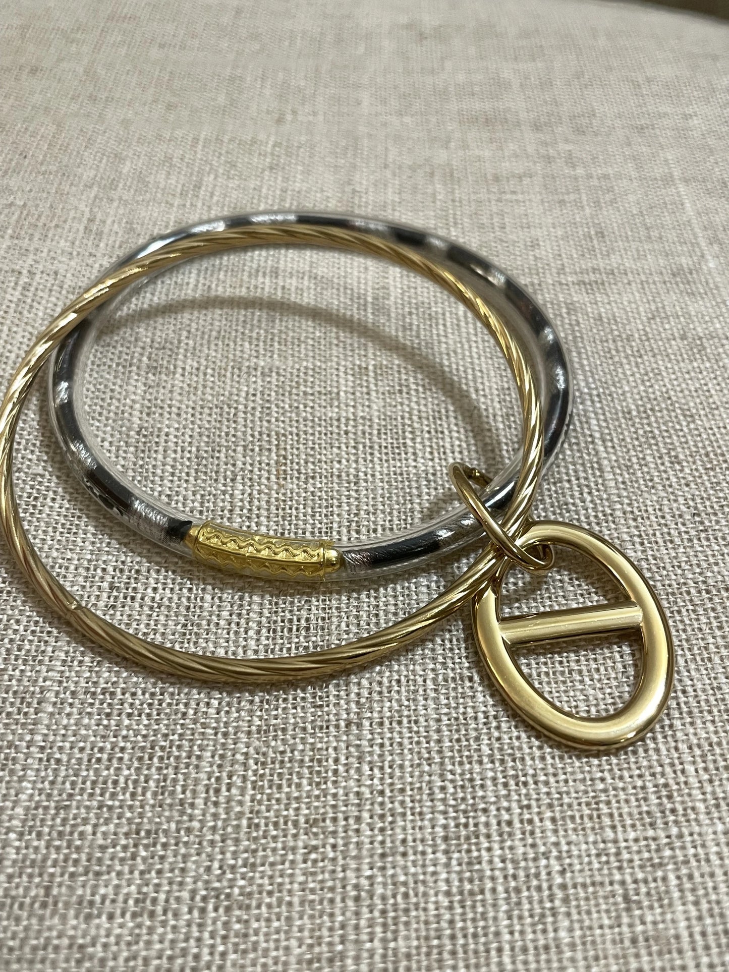 Leopard bangle with gold charm