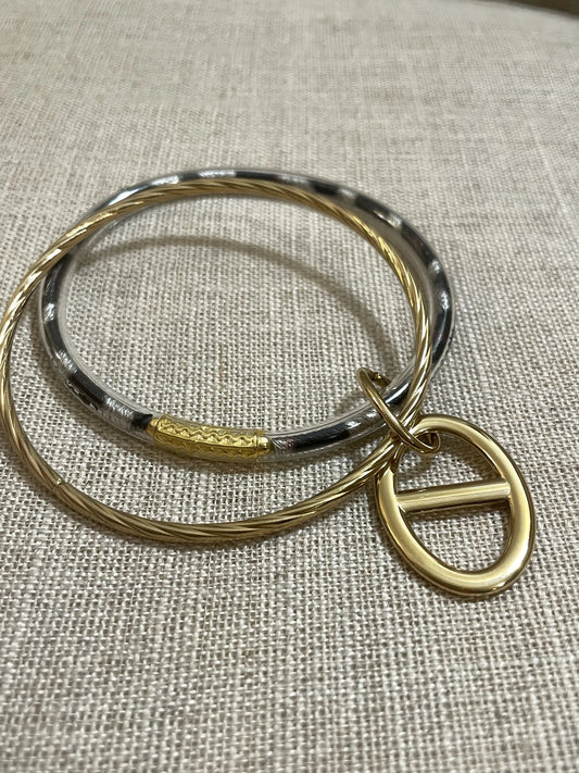 Leopard bangle with gold charm